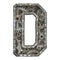 Mechanical alphabet made from rivet metal with gears on white background. Letter D. 3D