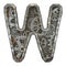 Mechanical alphabet made from rivet metal with gears on white background. Letter W. 3D