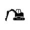 Mechanical digger or excavator icon black and white