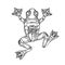 Mechanical frog animal engraving vector