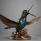 A mechanical hummingbird with intricate, spinning wings1