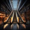 Mechanical marvel Detail shot reveals escalator in urban building or subway station