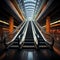 Mechanical marvel Detail shot reveals escalator in urban building or subway station