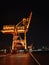 Mechanical orange guarding the Hangpu river promenade shore