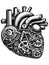 Mechanical robot heart. Sketch board imitation. Vector, generative ai.