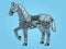 mechanical robot horse pop art raster