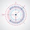 Mechanical scheme, blue vector engineering drawing with circles