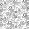 Mechanical seamless vector background pattern . Monochromatic. Gray