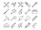 Mechanical tools line vector icons
