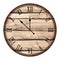 Mechanical wall clock with a round wooden dial and Roman numerals. Measuring time. Countdown to the new year 2021. Realistic