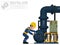 An mechanical worker is repairing pump on white background