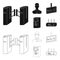 Mechanism,electric ,transport, and other web icon in black,outline style. Pass, public, transportation, icons in set