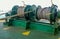 Mechanisms of tension control ropes. Winches. Equipment on the deck of a cargo ship or