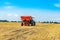 Mechanized fertilization with a tractor on the field