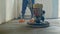 Mechanized grout screed concrete floor close-up
