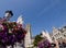 Mechelen, Belgium, August 2019. Beautiful view of the cathedral in the background. In the foreground on the left, the statue of