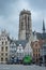 MECHELEN, Malin, Antwerp, BELGIUM, March 2, 2022, Gothic architecture, Bell Tower of the Saint Rumbold's Cathedral