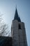 MECHELEN, Malines, Antwerp, BELGIUM, March 2, 2022, Detail of the tower of the Onze Lieve Vrouw over de Dijlekerk Church