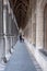MECHELEN, Malines, Antwerp, BELGIUM, March 2, 2022, people walking through the Gothic soportal or archway on the side of