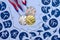 Medal Set, sport wallpaper, pictogram of summer events, original wallpaper for summer game. Medal ceremony, gold, silver and