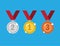 Medal set winner competition in flat illustration vector icon