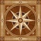 Medallion design parquet floor, compass rose