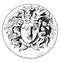 Medallion Medusa Head is a French design, vintage engraving
