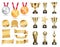 Medals and Cups Icons Color Vector Illustration