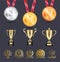 Medals Silver and Gold on Lace Vector Illustration