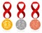 Medals winners, gold, silver and bronze on a white.