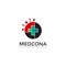 Medcona logo, cross helath and virus vector