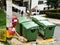 Medellin, Colombia, October 15 2019: containers for solid waste management recollection system in a hill in Medellin