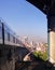 Medellin Metro, Colombia, Hospital Station, towards downtown with air pollution