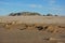 Medes islands seen from sandy beach Estartit Spain