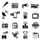 Media Black White Icons Set