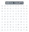 Media charts vector line icons set. Media, Chart, Trends, Ratings, Data, Graphs, Boxoffice illustration outline concept