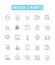 Media charts vector line icons set. Media, Chart, Trends, Ratings, Data, Graphs, Boxoffice illustration outline concept