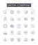 Media company line icons collection. Advertising firm, News outlet, Television nerk, Publishing house, Press agency