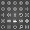 Media interface icon on black background. Vector