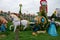 MEDIA, PENNSYLVANIA - October 11, 2020: Cinderalla and Her Carriage in the Pumkinland Display at Linvilla Orchards