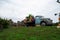 MEDIA, PENNSYLVANIA - October 11, 2020: The Linvilla Orchards Truck Sits on Top of a Hill With a Bountiful Harvest