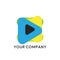 Media Play Pixel Logo Design Template, Music Store
