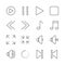 Media player set icon vector. Outline music collection. Trendy flat multimedia sign design. Thin li