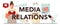 Media relations typographic header. Specialist developing commercial