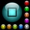 Media stop icons in color illuminated glass buttons