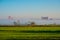 Mediaeval gothic towers of Gniew castle and falling fog