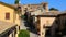 Mediaeval town street italy people walk in Gradara medieval village castle