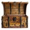 Mediaeval treasure chest isolated on transparent background.