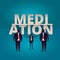 Mediation concept. Mediator assists disputing parties. Resolving