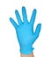 Medic wearing a blue latex gloves